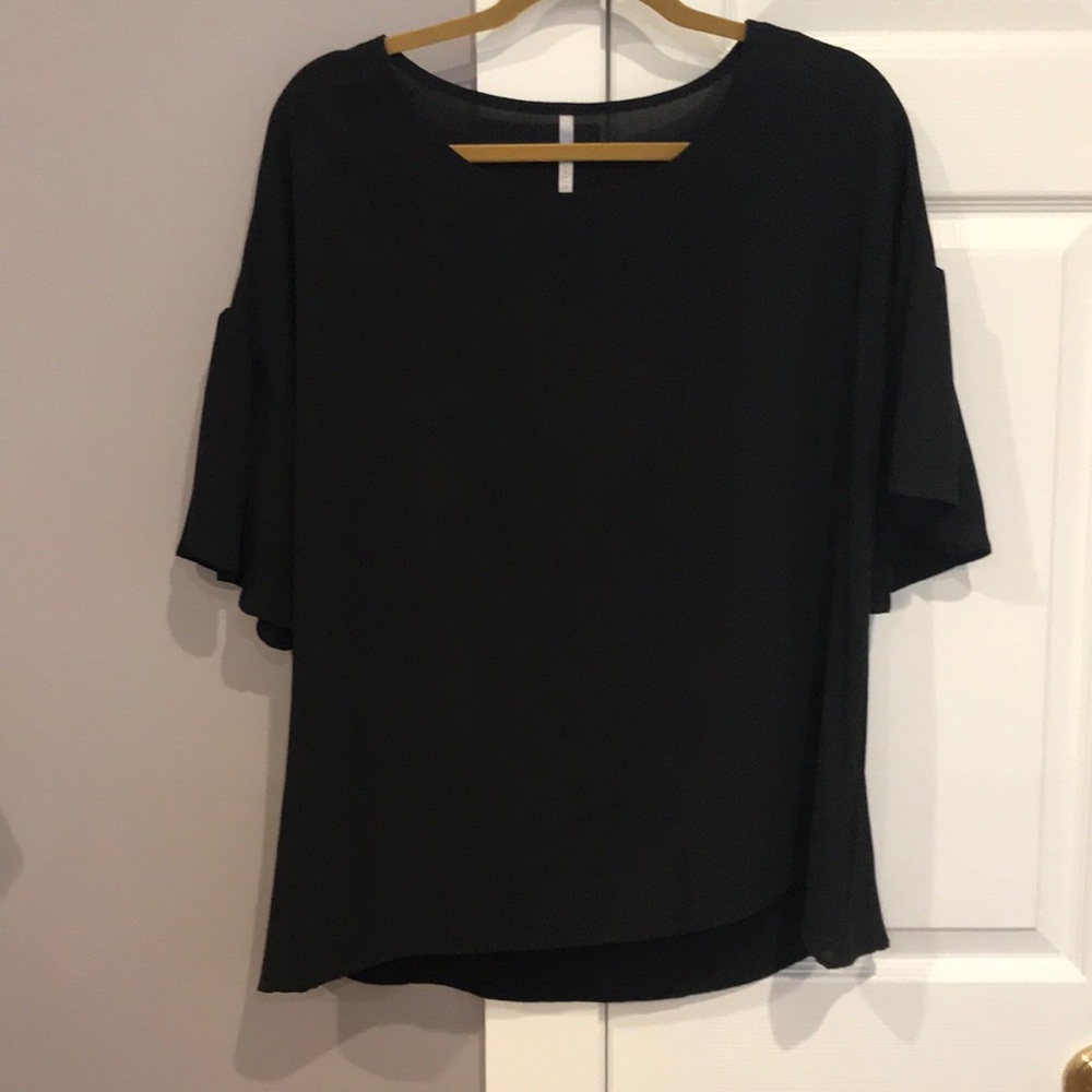 Black bell sleeve blouse